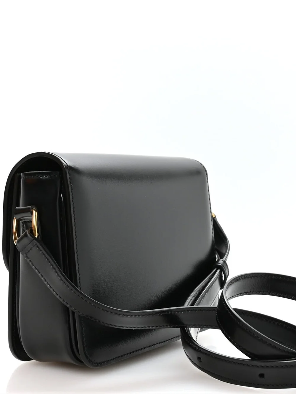 New! MSRP $4250 Authentic CELINE TRIOMPHE BAG IN BLACK Shiny Calfskin BLACK - Picture 9 of 16